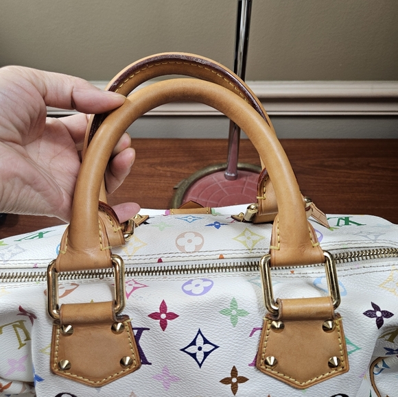 Auth Louis Vuitton Speedy 30 Multicolor White Satchel Handbag - Picture 5 of 16
